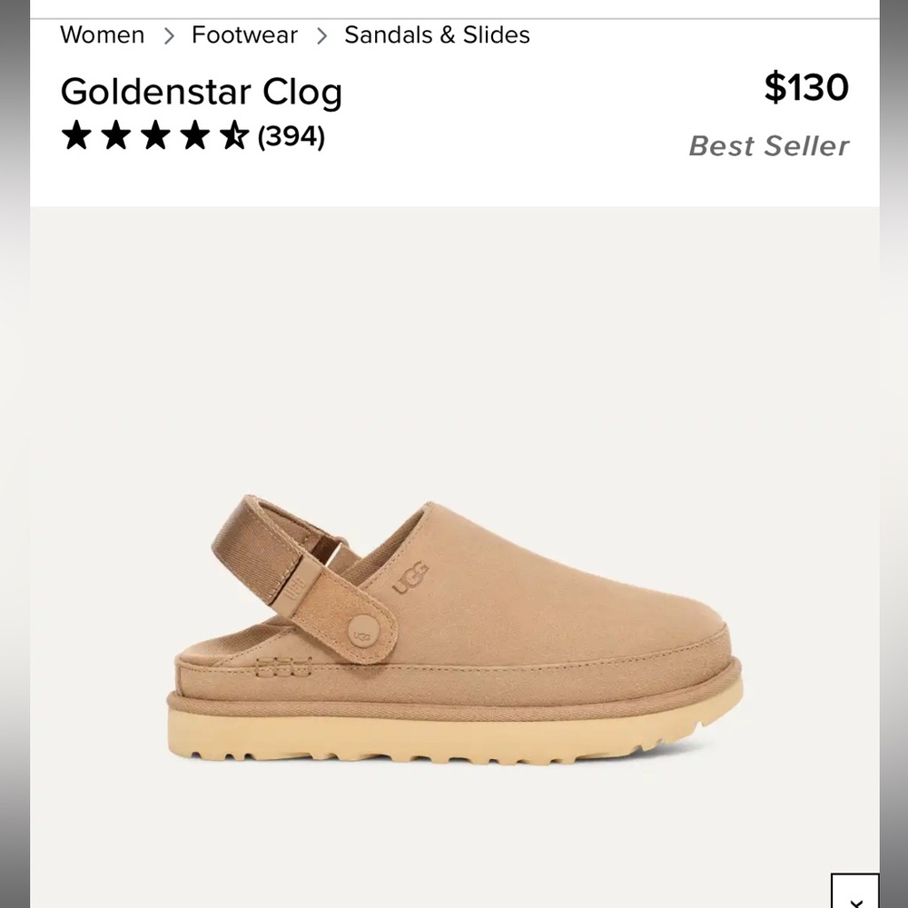 Ugg Goldenstar Clog Size 6 NWB